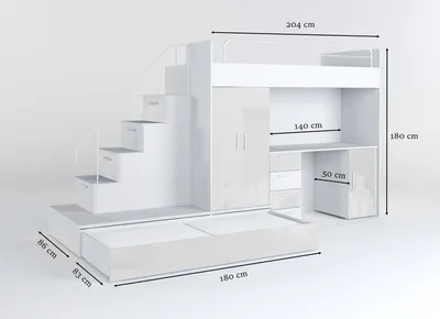 Produktbild von Hochbett mit Stauraum und Regal – Perfekt für das Kinderzimmer oder Jugendzimmer