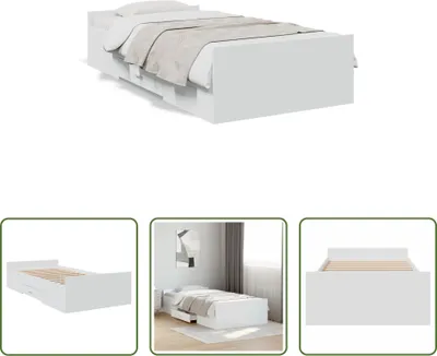 Produktbild von The Living Store Bettgestell mit Schubladen Weiß 75x190 cm Holzwerkstoff
