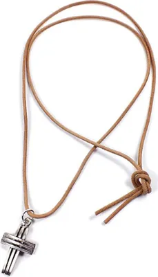 Produktbild von Minott Kette aus braunes Leder zum verknoten mit Kreuz Anhänger 21472