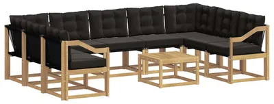 Produktbild von vidaXL Outdoor-Sofagarnitur mit Kissen 10 pcs Weiß und Schwarz