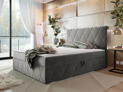 Obrázek produktu pro Hotelová manželská postel 180x200 PALMA - šedá + topper