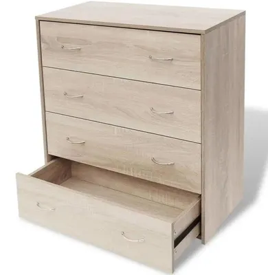 Obrázok produktu pre Komoda – 60 x 30,5 x 71 cm – 4 zásuvky – vzhľad dreva dub – hnedá