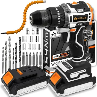 Zdjęcie produktu dla Wiertarko-wkrętarka akumulatorowa bezszczotkowa, 2 akumulatory, 21,6 V, moment obrotowy 54 Nm, 25-stopniowa regulacja sprzęgła