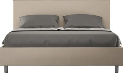 Produktbild von ITYHOME - Gepolstertes Bett mit Bettkasten 160x210 mit Kunstlederbezug Taubengrau Adele