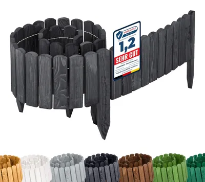 Produktbild von Garronda Rasenkante Holz Beeteimfassung imprägniert 200 cm x 20 cm Flexibler Rollborder Zaun für Garten GD-0108 (Graphite, Höhe: 20 cm)