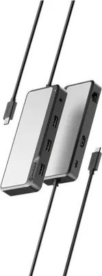 Produktbild von ALOGIC FUPHD1, Kabelgebunden, USB 3.2 Gen 1 (3.1 Gen 1) Type-A, 100 W, 3,5 mm, Grau, Schwarz, Aluminium, Acrylnitril-Butadien-Styrol (ABS)