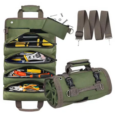 Produktbild von Werkzeugtasche,Werkzeugtasche Profi,600D Oxford-Gewebe,19 Zoll Elektriker-Tasche,Werkzeugtasche zum Aufrollen,verstellbarem Schultergurt