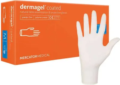 Produktbild von Latex-Handschuhe Einmalhandschuhe Puderfrei Elastisch Reißfest transparent MERCATOR Dermagel, Größe:XS - 100 Stück