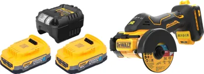 Immagine prodotto di Taglierina multimateriale a batteria DeWalt DCS 438 E2 18 V 76 mm Brushless + 2 batterie Powerstack da 1,7 Ah + caricabatterie