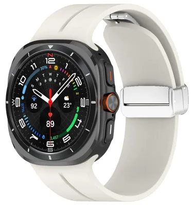 Obrázek produktu pro Pro Samsung Galaxy Watch Ultra 47mm Groove Silicone Strap Magnetic Buckle Beige