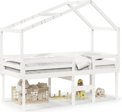 Produktbild von Maison Exclusive - Hochbett mit Dach Weiß 90x200 cm Massivholz Kiefer