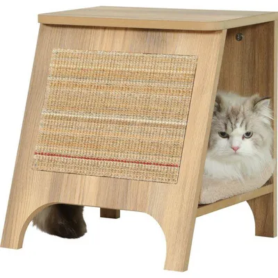 Immagine prodotto di Tavolino per gatti 3 in 1, tiragraffi in sisal, cuccia e tavolino da salotto, 43,5 cm, Boréal Beige