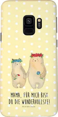 Produktbild von Mr. & Mrs. Panda Samsung Galaxy S9 Handyhülle Bären mit Blumenkranz - Gelb Pastell - Geschenk, Handy Schutzhülle, Family, Bär, Cover, Case, Familie, Hülle, Muttertag