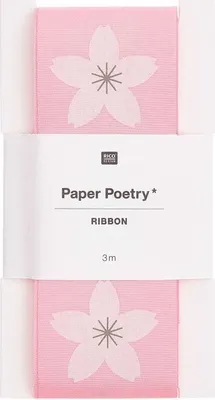 Produktbild von Rosa Taftband Sakura-Muster 3m
