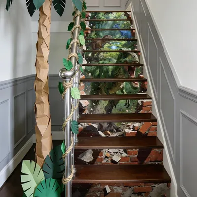 Productafbeelding van Set van 15 Dinosaur Stair Stickers - 100 x 18 cm