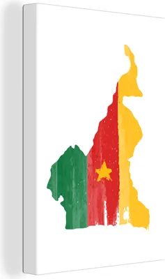 Zdjęcie produktu dla OneMillionCanvasses® - Obraz na płótnie - 90x140 cm, Kamerun - Mapa - Flaga, Dekoracja ścienna - Zdjęcie na płótnie - Obraz na drewnianej ramie - Dekoracja ścienna - Sypialnia