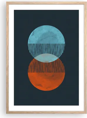Produktbild von Gerahmtes Poster - Rahmen in heller Eiche - Geometrie Abstraktion Minimalismus - 50x70 cm - Wand Bild - Wanddeko - Wandbilder - Kunstposter - Wandposter - Bilderrahmen - Bilder - P2NPA50x70-5042