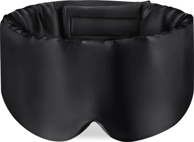 Image de masque de sommeil 100% soie de mûrier Masque pour les yeux avec bandeau réglable pour hommes et femmes, grand masque de sommeil et bandeau pour les yeux pour le sommeil nocturne, les voyages et les siestes, noir