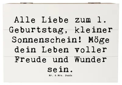 Produktbild von Mr. & Mrs. Panda Box Spruch 1. Geburtstag Sonnenschein 22 x 15 cm - Weiß - Geschenk, Geburtstagswünsche, Schatulle, liebevolle Botschaft, Holzbox mit Deckel, Glückwunsch