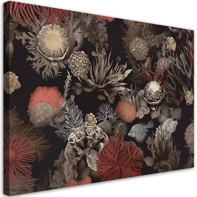 Produktbild von Leinwandbild für Wohnzimmer Korallenpflanzen 90x60 Feeby Bunt bild für die wand bereit zum aufhängen