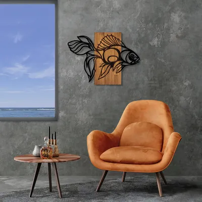 Image de Wallity, MA- SKL2288, Couleur noyer,Noir, Autres décorations pour la maison, 58 x 80 cm, 50% bois (épaisseur : 3 cm) / métal (épaisseur : 1