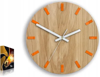Produktbild von ModernClock, Eichenholz Uhr, wanduhr holz, wanduhr, Simple Orange 33cm
