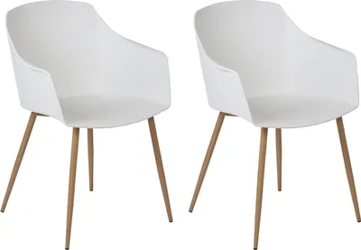 Produktbild von BELIANI Esszimmerstuhl 2er Set Weiß Kunststoff mit Metallgestell Armlehnen Modern Skandinavisch Wohnzimmer Esszimmer Flur Diele