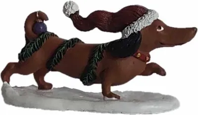 Produktbild von Deko Figur Weihnachtsdackel mit Girlande, ca. 8 cm, Dekoration Figuren Tiere Dackel Hund
