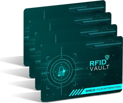 Produktbild von RFID VAULT 4x NFC RFID Karte Karten Set RFID & NFC Schutz Blocker Card für EC Kreditkarten Ausweis