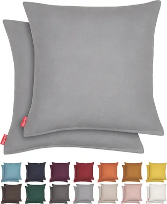 Produktbild von Blumtal 2er Set Kissenbezug 45x45 cm Chenille - Kuscheliges Sofakissen mit verstecktem Reißverschluss,  , weiches Dekokissen, Grau
