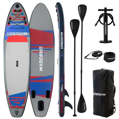 URBOGYM HAILSTORM SUP Board Set mit Paddel, Pumpe, Rucksack, Leash, Reparaturset und 3 Finnen