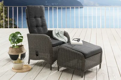 Produktbild von Destiny Balkonset PALMA CASA Hochlehner + Fußhocker, vintage grau
