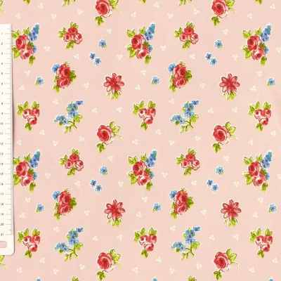 Produktbild von Baumwollstoff Meterware Dekostoff rosa weiß Punkte mit Rosen
