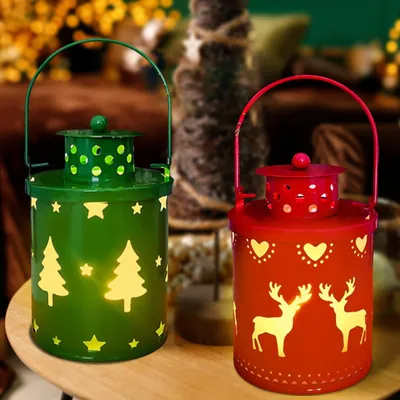 2er-Set Weihnachtslaternen mit warmweißem LED-Licht, Deko