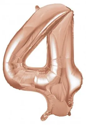 Immagine prodotto di GODAN Palloncino in foil con il numero quattro, 92 cm, oro rosa / oro rosa (4)