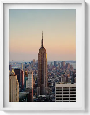 Produktbild von Panorama von New York– Wandbild mit Rahmen – Gerahmtes Bild  – Wanddekoration – 60x80 cm –  Weiß Rahmen