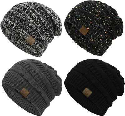 Produktbild von Damen Strickmütze Beanie Warmer Set 4 Stück Einheitsgröße