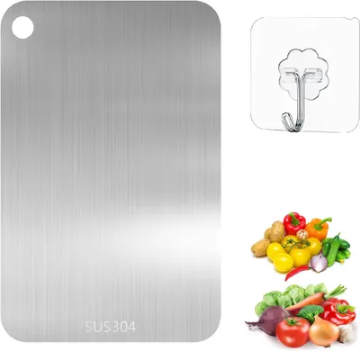 Produktbild von Schneidebrett 30 x 20 cm, Doppelseitig Edelstahl, Robust, Für Küche