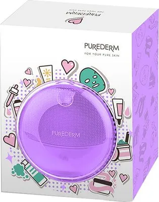 Image de Brosse sonique de voyage en silicone PUREDERM pour le nettoyage et le massage du visage FIOLET