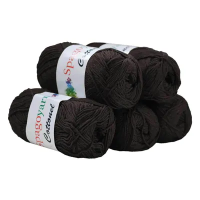 5 x 100g Strickgarn Cottonel Uni Häkelwolle Handstrickgarn schokobraun
