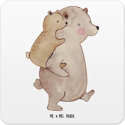 Produktbild von Mr. & Mrs. Panda Tischuntersetzer Papa Bär 10er Set - Weiß - Geschenk, Vatertag, Geburtstag, Muttertag, Untersetzer für Gläser, Tassenuntersetzer, Coaster