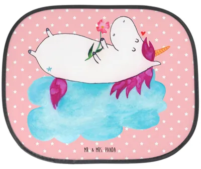 Produktbild von Mr. & Mrs. Panda autofenster sonnenschutz Einhorn Verliebt - Rot Pastell - Geschenk, Auto, Unicorn, Liebe, Freundin, Fenster, Sonnenblende, Einhörner, saugnapf
