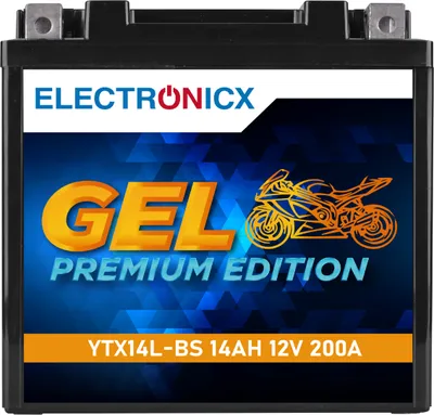 Immagine prodotto di Batteria al gel per moto Electronicx YTX14L-BS 12 V 14 Ah 200 A/EN | HVT-03 | Senza manutenzione e a tenuta stagna | Durevole e potente ▶ Batteria premium 12 V senza manutenzione  Spedizione in Germania