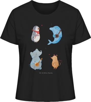 Produktbild von Mr. & Mrs. Panda Oberteil Damen Big Band Größe S - Schwarz - Geschenk, Basic T-Shirt, Baumwollshirt, Musik, Lustige Sprüche, Hund, Gitarre, Elefant, Maus, Jersey Shirt