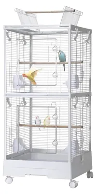 Image de Cage à oiseaux - Cage double - 102 cm - En fer - Pour petits/moyens perroquets, perruches, pinsons, canaris