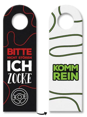 Produktbild von Nicht stören, ich zocke oder Komm rein Türhänger mit Lenkrad Motiv Zocker Gamer