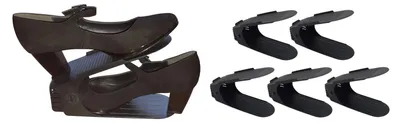 Image de Organiseur à chaussures, lot de 5 empileurs de chaussures Porte-chaussures Étagère à chaussures réglable