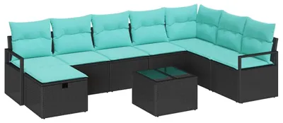 Obrázok produktu pre vidaXL Sedacia súprava s vankúšmi s úložným priestorom 9 ks Čierna Poly-rattan