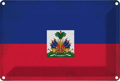 Produktbild von vianmo Blechschild 12x18 cm Haiti Vintage Flagge Fahne Wappen