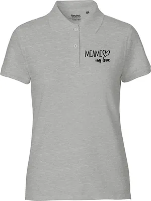 Produktbild von Huuraa Damen Polo Shirt Miami my love XL Sport Grey Bio Baumwolle Fairtrade Poloshirt Geschenkidee